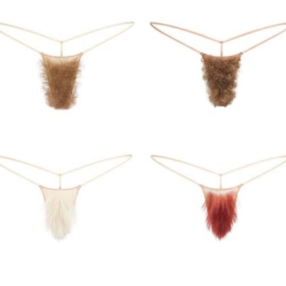 Crazy! NWT SKIMS faux hair micro string thong clay blonde straight medium